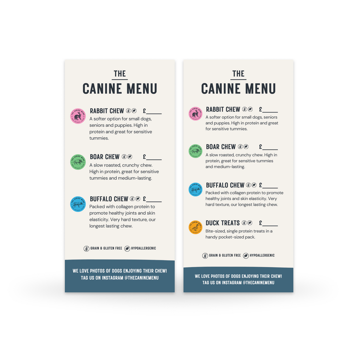 Pet Menu Options Menus (pack of 25) – The Canine Menu UK
